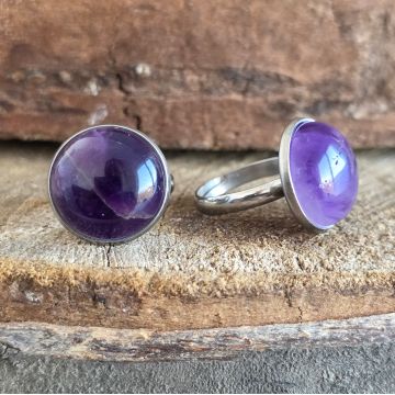 Inel piatra ametist | ROUND