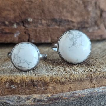 Inel piatra howlit alb | ROUND