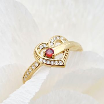 Inel Un Amore - 1 nume si Cristale Zirconia - Argint 925 placat cu Aur Galben 18K