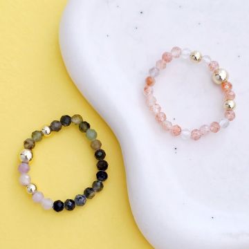 Inele Vitalitate DUO - Pietre semipretioase & Bilute Argint placat cu Aur Galben 18k