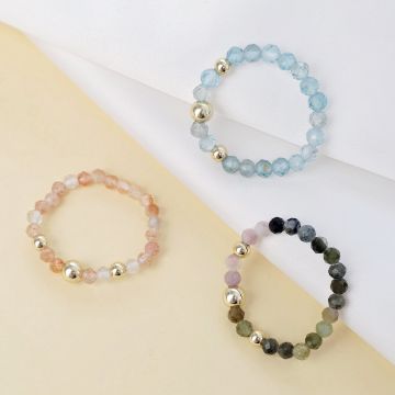 Inele Vitalitate TRIO - Pietre semipretioase & Bilute Argint placat cu Aur Galben 18k