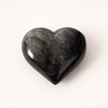 Inima din Obsidian Argintiu Mexic ,   Protectie si claritate interioara