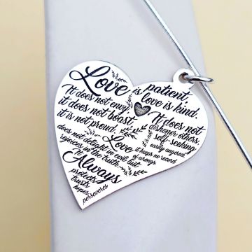 Lantisor fix cu medalion personalizat - Inima gravata - Argint 925