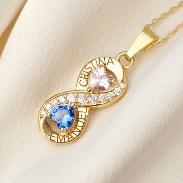 Lantisor infinit decorat cu Zirconii albe si colorate - Argint 925 placat cu Aur Galben 18K