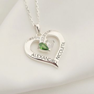 Lantisor Iubirea Mea - 2 nume si Cristale Zirconia - Argint 925