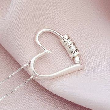 Lantisor Legaturi de Suflet - Pandantiv Inima si Elemente cu nume - Argint 925