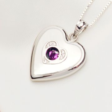 Medalion inima cu poze in interior - Rose Shimmer - Argint 925 Rodiat - Cristale Zirconia