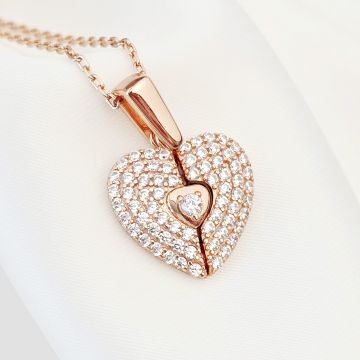 Medalion Sparkle Wings - Argint 925 placat cu Aur Roz 18K