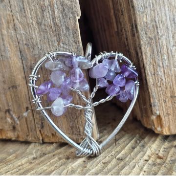 Pandantiv ametist inima Tree of Life