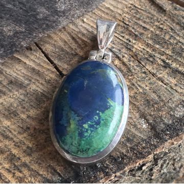 Pandantiv argint azurit-malachit | Model 2