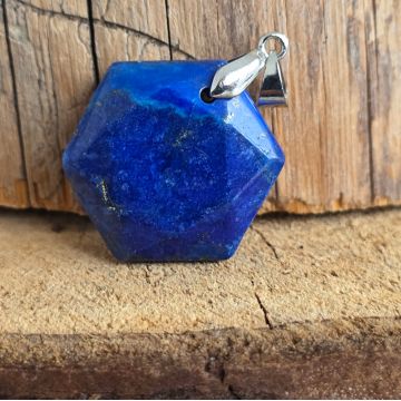 Pandantiv forma hexagon lapis lazuli | Model 2