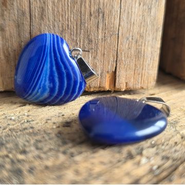 Pandantiv inima agat albastru