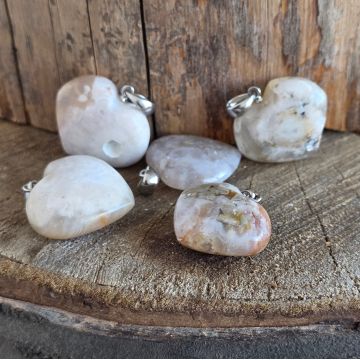 Pandantiv inima agat coral floare