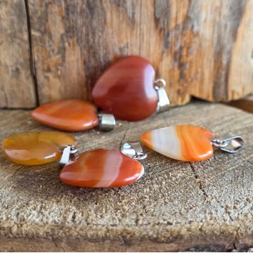 Pandantiv inima agat rosu