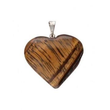 Pandantiv inima ochi de tigru | 3x2 cm