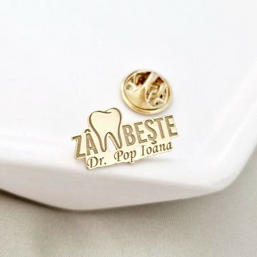 Pin Zambeste - persoalizat cu nume – Argint 925 placat cu Aur Galben 18K