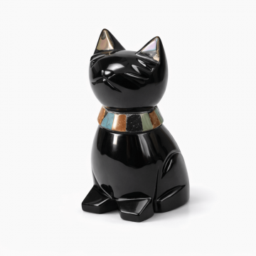 Pisicuta Feng Shui din Obsidian Negru Mexican cu insertii de pietre naturale ,   editie limitata