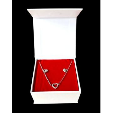 Set cadou pentru dama, Bratara + Cercei, model inima, SET38