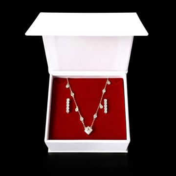 Set cadou pentru dama, Lantisor + Cercei, model geometric, SET26