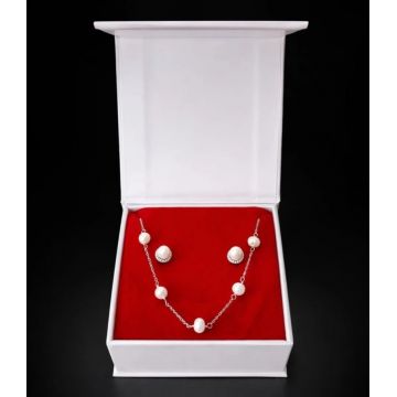 Set cadou pentru dama, Lantisor + Cercei, model perle, SET22