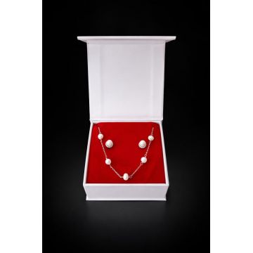 Set cadou pentru dama, Lantisor + Cercei, model perle, SET22