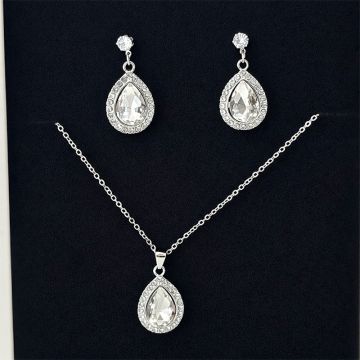 Set Feeling Black, bijuterii inox cu pandantiv si cercei tip lacrima, in cutie cadou