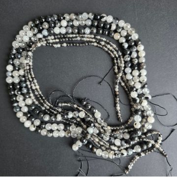 Sirag margele pietre semipretioase sfere CUART CU TURMALINA