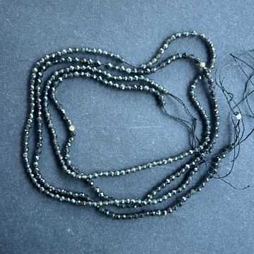 Sirag margele pietre semipretioase sfere fatetate OBSIDIAN ARGINTIU