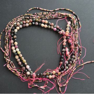 Sirag margele pietre semipretioase sfere fatetate TURMALINA MIX