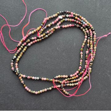 Sirag margele pietre semipretioase sfere fatetate TURMALINA MIX