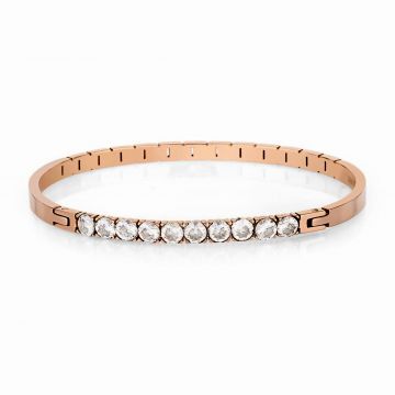 Brățară Damă din Oțel Inoxidabil, Design Auriu Rose cu Zirconii Strălucitoare - Default Title