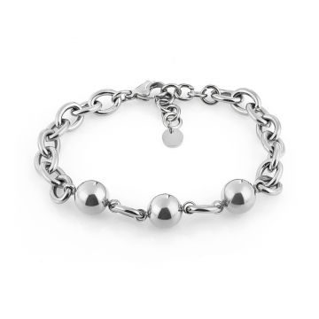 Brățară Damă din Oțel Inoxidabil, Design Bicolor cu Zale Rotunde - Argintiu