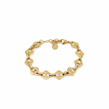 Brățară Damă din Oțel Inoxidabil, Design cu Zale Ovale Texturate - Auriu