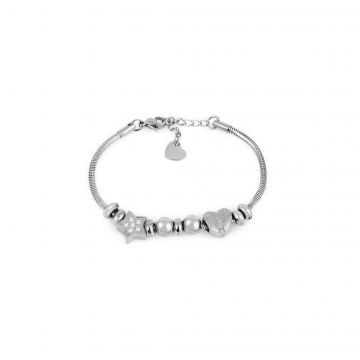 Brățară de Damă, Design Fin Bicolor din Oțel Inoxidabil - Argintiu