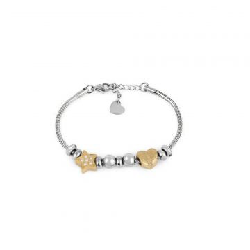 Brățară de Damă, Design Fin Bicolor din Oțel Inoxidabil - Auriu/Argintiu