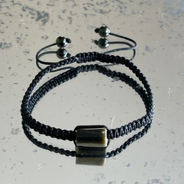 Brățară obsidian auriu ajustabila | Knotted