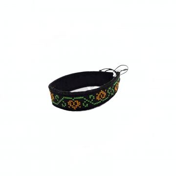 Bratara din fetru broderie traditionala model floral   lalea   Portocaliu