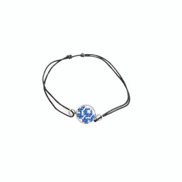 Bratara din inox cu broderie si snur reglabil, model   trandafir