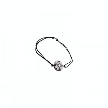Bratara din inox cu broderie traditionala snur reglabil model   trifoi