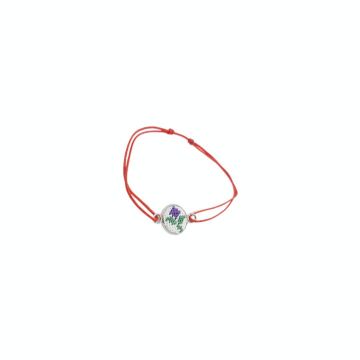 Bratara din inox cu broderie traditionala snur reglabil rosu