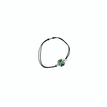 Bratara din inox cu broderie traditionala snur reglabil