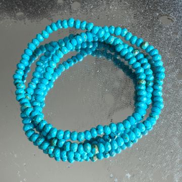 Bratara discuri fatetata agat albastru turcoaz 4x3 mm