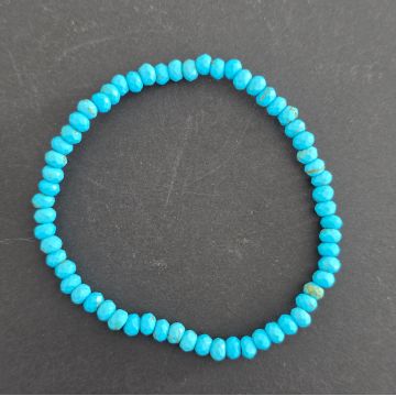 Bratara discuri fatetata agat albastru turcoaz 4x3 mm