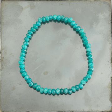 Bratara discuri fatetata agat verde turcoaz 4x3 mm