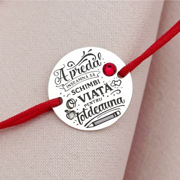 Bratara Educatie cu amprenta - Argint 925 cu Cristal Swarovski - Snur reglabil, diverse culori