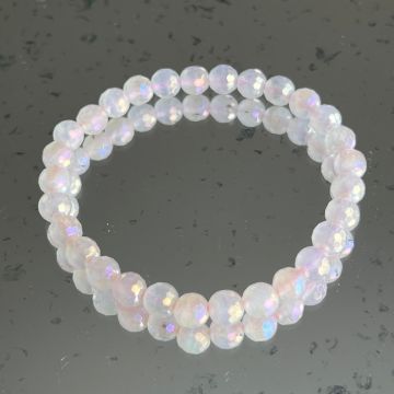 Bratara fatetata cuart roz aura 6 mm