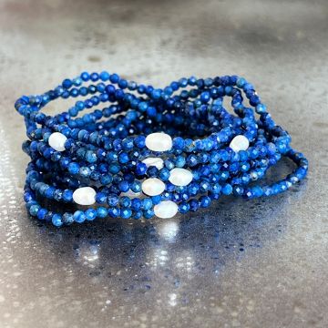Bratara fatetata lapis lazuli 3 mm | Pearl