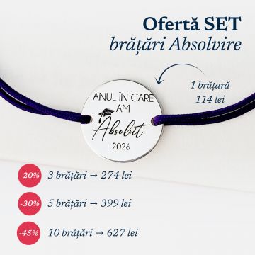 Bratara Graduation - Am absolvit - Banut 15 mm si snur reglabil - Argint 925