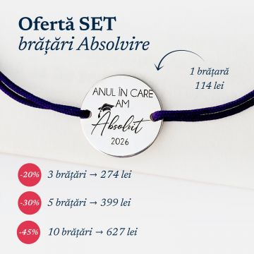 Bratara Graduation - Am absolvit - Banut 15 mm si snur reglabil - Argint 925