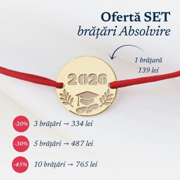 Bratara Graduation - An decupat - Banut 15 mm si snur reglabil - Argint placat cu Aur Galben 18K